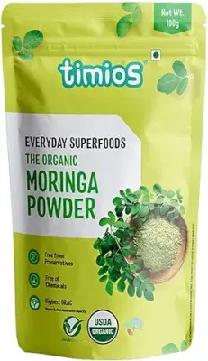 11. Timios Moringa(Drumstick) Powder|Boosts Immunity and Digestion|Contains essential vitamins and minerals|Rich in Fibre|Helps in Diabetes and Inflamation|For Kids and Adults|100g