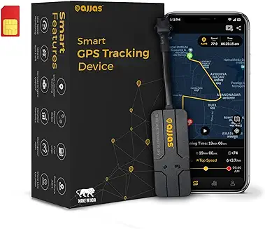 5. Ajjas Lite - Wired Hidden GPS Tracker with Remote Engine Lock, Location Tracking, Geo Fence Alert, More 15+ Features for Car, Bike, Truck, Bus with (1 Year Free Premium App)