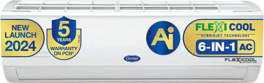 7. Carrier 1.5 Ton 5 Star AI Flexicool Inverter Split AC (Copper, Convertible 6-in-1 Cooling,Dual Filtration with HD & PM 2.5 Filter, Auto Cleanser, 2024 Model,ESTER Exi, CAI18ES5R34F0,White)