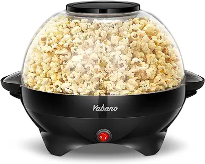 7. Popcorn Machine, 6-Quart Popcorn Popper maker, Nonstick Plate, Electric Stirring with Quick-Heat Technology, Cool Touch Handles (Black)