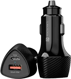 1. Portronics 51W Car Power 16 Fast Car Charger with Dual Output