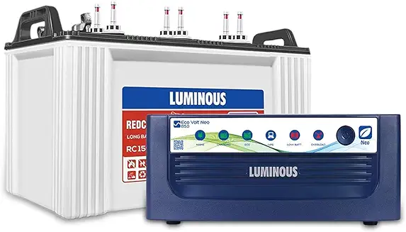 9. Luminous Inverter & Battery Combo (Eco Volt Neo 850 Pure Sine Wave 700VA/12V Inverter, Red Charge RC 15000PRO 120Ah Battery) for Home