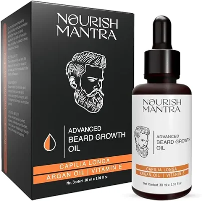 14. Nourish Mantra Advanced Beard Growth Oil/Made with Capilia Longa, Argan Oil, Vitamin E and Jojoba Oil/For Fuller, Thicker and Healthier Beard Growth - 30ml