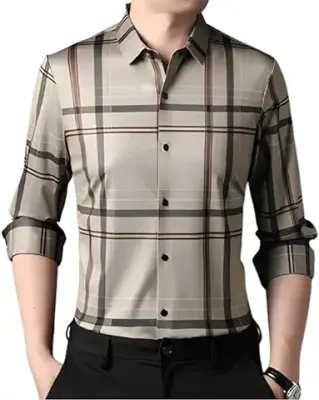 7. Protectify Cotton Shirt | Formal | Easily Washable | Multicolor(Cream) | Full Sleeve Shirt for Men