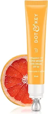 7. Dot & Key Vitamin C + E Super Bright Under Eye Cream | Fades Dark Circles & Pigmentation | Boosts Collages & Skin Firmness | For Glowing Even Toned Skin | Reduces Puffiness | For All Skin Types | 20ml