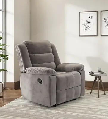 3. Nilkamal Sierra Velvet Fabric Manual Recliner | 1 Seater Sofa | Single Sofa Recliner | 1 Seater Chair Sofa | 1 Year Warranty (Finish Color - Brown)