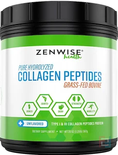 Pure Hydrolyzed Collagen Peptides, Grass-Fed Bovine, Unflavored, Zenwise  Health, 1.25 lbs, 567 g