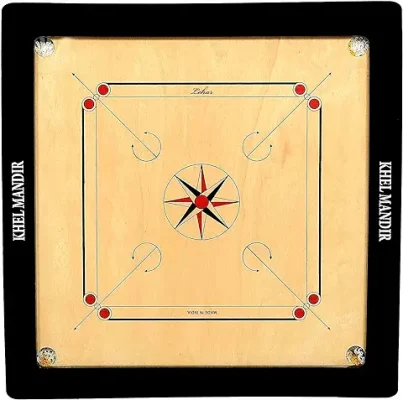 6. GSI Engineered Wood Shiny Gloss Finish Club Carrom Board For Professionals And Clubs With Coins Striker And Boric Powder