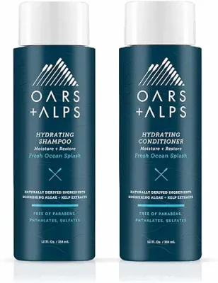 12. Oars + Alps Men's Sulfate Free Hair Shampoo and Conditioner Set, Infused with Kelp and Algae Extracts, Fresh Ocean Splash, 12 Fl Oz Each
