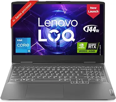 4. Lenovo LOQ Intel Core i5-12450H 15.6" (39.6cm) FHD IPS 144Hz 350Nits Gaming Laptop (16GB/512GB SSD/Win 11/NVIDIA RTX 2050 4GB Graphics/Office 2021/3 Month Game Pass/Storm Grey/2.4Kg), 82XV00F4IN