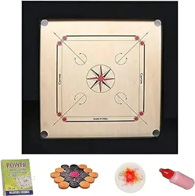 8. JTC Carrom Board Free Wooden Coins and Powder Water-Resistant Carrom Board