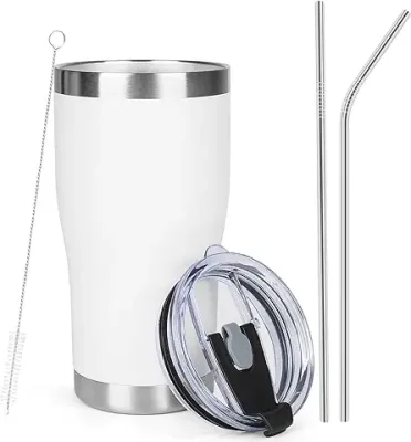 8. 20oz Coffee Tumbler with Lid and Straw