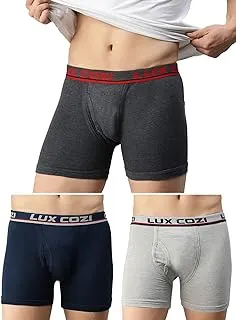 Lux Cozi Men's Multicolor Cotton Long Trunk (Pack of 3) (Color & Prints May Vary)