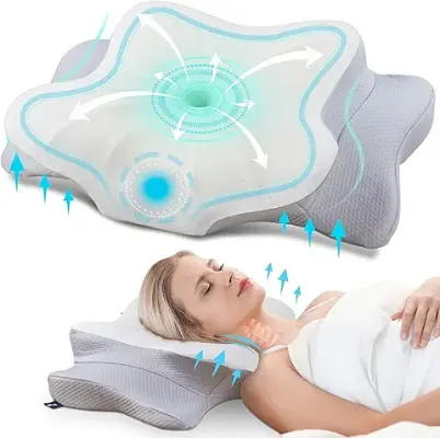 4. DONAMA Cervical Pillow for Neck and Shoulder,Contour Memory Foam Pillow,Ergonomic Neck Support Pillow for Side Back Stomach Sleepers with Pillowcase