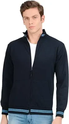 3. Scott International Men's Rich Cotton High Neck Regular Fit Casual Jacket (AWGSSRN1xxxxl,Navy Blue,XXXX-Large)