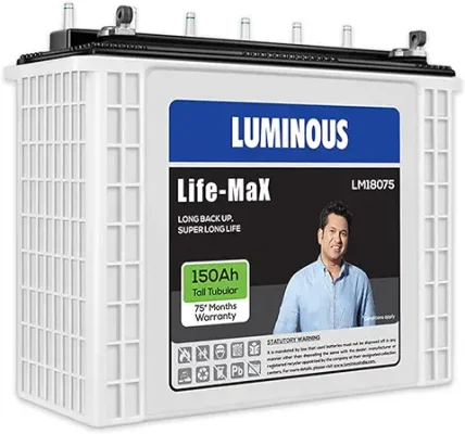 13. Luminous Life Max LM 18075 150 AH Tall Tubular Plate Inverter Battery