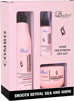 6. Barley Smoothing Hair Spa Kit - 550g (250g Smoothing Hair Shampoo + 250g Smoothing Hair Spa Cream + 50ml Smoothing Hair Serum) | Enriched with Nourishing Elixirs for Brittle Hair | Embraces Silky Smoothness with great amount of Essential Oils