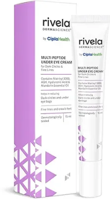 15. Rivela Dermascience By Cipla Under Eye Cream for Brightening, Dark Circles, Puffy Eyes and Fine Lines | Multi Peptide Cream With Matrixyl 3000, AGH & Hyaluronic Acid|15 ml