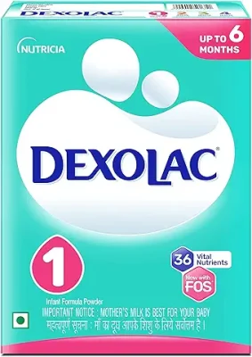 1. Dexolac Infant Formula Milk Powder for Babies - Stage 1 (Upto 6 months) - with FOS and 36 Vital Nutrients - 400g - BIB Pack
