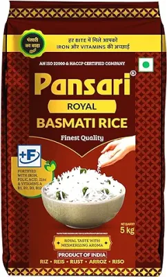 10. Pansari Royal Basmati rice,5Kg Great Taste and Mesmerizing Aroma | Long Grain, Naturally Aged(2-Years) with Fortified | Basmati Rice, Biryani Rice, Pulao Rice