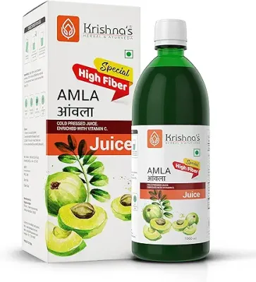 9. Krishna's Special Amla High Fiber Juice - 1000 ml | Fresh cold pressed Amla Juice | Helps Boosts Skin and Hair Health | Helps Detox | Rich in Vitamin C | Natural Immunity Booster