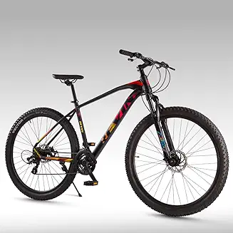 5. Revin Vault 29T | Aluminium Alloy Mountain Bike with 21 Speed Tourney Groupset | Adult Bicycle | Ideal for 15+ Age, 85% Assembled (Black-Red)