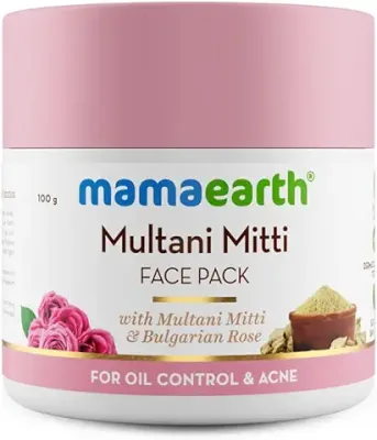 2. Mamaearth Multani Mitti Face Pack with Multani Mitti and Bulgarian Rose for Oil Control & Acne - 100 g| Suits All Skin Types | Hydrating & Glowing | Paraben-Free | No Silicones | No Sulphates