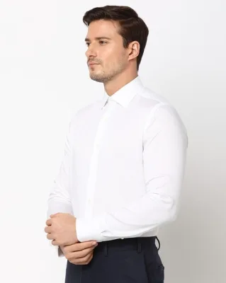 Product image of CANALI Solid Lyocell Regular Fit Formal Shirt