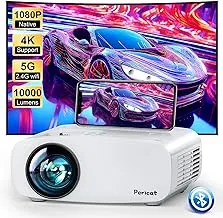 Pericat 5G WiFi Projector Bluetooth,10000L Native 1080P Outdoor Portable Video Projector 4K Supported,Home Theater Movie P...