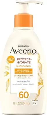 2. Aveeno Protect + Hydrate Moisturizing Body Sunscreen Lotion