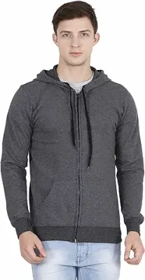 4. FLEXIMAA Men's Cotton Full Zipper Sweatshirt Hoodies with Kangaroo Pocket