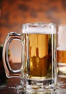 SYANKA Italian Premium Glass Beer Mug - Set of 6, Transparent, 400ml