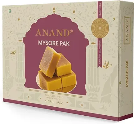2. ANAND Mysore Pak - Special Pure Ghee Mysore Pak Soft Melt in Mouth Indian Sweets Mithai Box, Exclusive Sweets Gift Box for Any Occasion