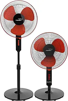 1. V-Guard Esfera STS Plus 2-in-1 Pedestal and Table Fan | Versatile 2-In-1 Operation | 1350 RPM Motor | Customisable Tilt And Oscillation Control | Red Black | 40 cm (400mm)