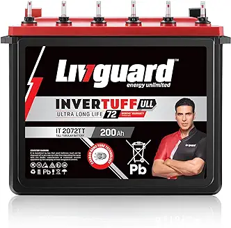 9. Livguard Invertuff IT 2072TT | 200 Ah Tall Tubular Inverter Battery for Home for with fast charging | Free Installation | 6 Years Warranty
