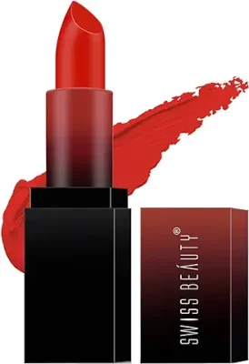 12. Swiss Beauty Smudge Proof HD Matte Lipstick, Red Coral