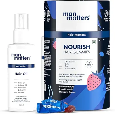 5. Man Matters Biotin Hair Gummies- 60 Days Pack & Hair Oil