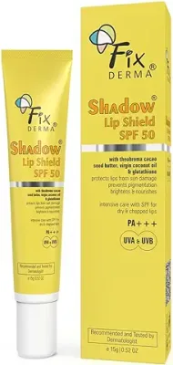 11. Fixderma Shadow SPF 50 Lip Shield PA+++ | Lip Balm SPF 50 with Theobroma Cacao Seed Butter, Virgin Coconut Oil & Glutathione | Prevents Pigmentation & Sun Damage | Sun Protector UVA & UVB - 15gm
