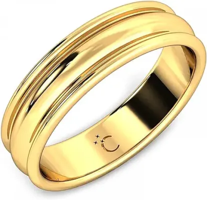 6. CANDERE - A KALYAN JEWELLERS COMPANY Candere by Kalyan Jewellers Lightweight 18kt Yellow Gold Band Ring for Men