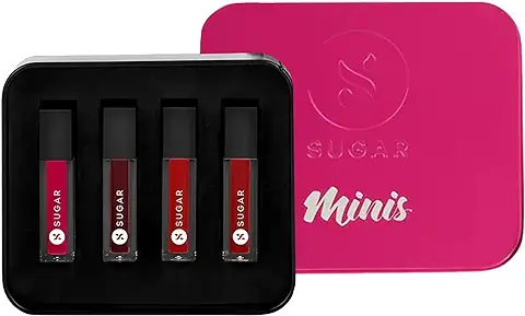 10. SUGAR Cosmetics Sassy Lips Mini Lipstick Set, Ultra Matte Liquid Lipstick, Transferproof and Waterproof, Lasts Up to 12hrs (Combo | Pack of 4)