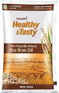 Emami Healthy and Tasty Refined Rice Bran Oil Pouch, 1L