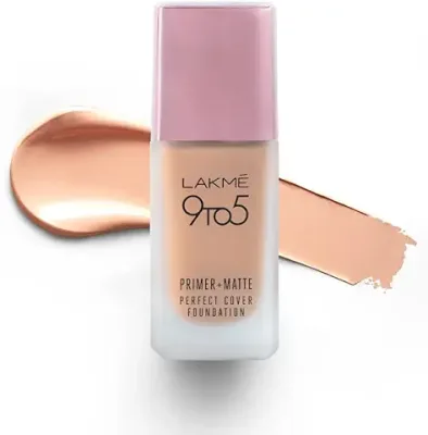 4. Lakme 9 To 5 Primer + Matte Perfect Cover Liquid Foundation, Full Coverage, Has A Built-In Primer For Poreless, Long Lasting MakeUp, Cool Ivory, 25ml