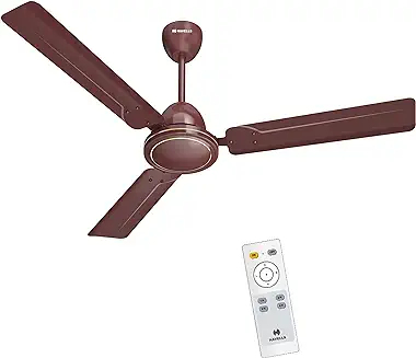 9. Havells Artemis BLDC 1200mm Ceiling Fan, 30 Watt, 5 Star, 350 RPM with Remote Control & Copper Motor (Brown, Pack of 1)