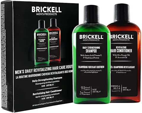 8. Brickell Men's Daily Revitalizing Hair Care Routine, Shampoo and Conditioner Set For Men, Mint and Tea Tree Oil Shampoo, Strength and Volume Enhancing Conditioner, Natural and Organic, Gift Set