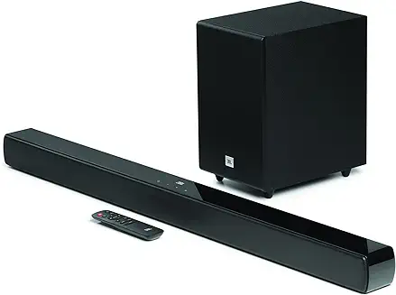 5. JBL Cinema SB241, Dolby Digital Soundbar with Wired Subwoofer for Extra Deep Bass, 2.1 Channel Home Theatre with Remote, HDMI ARC, Bluetooth & Optical Connectivity (110W)