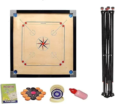 7. Zafex - Carrom Board 32 Inch Full Size with 1.5" Border (Super) with Striker and Accessory (Large-32 Inch with Carrom Stand)