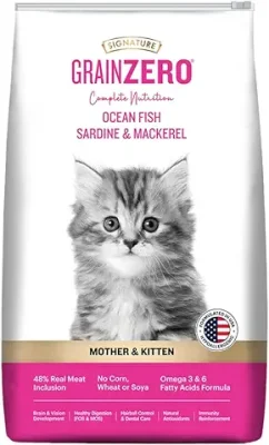 15. Grain Zero Signature Mother & Kitten Cat Dry Food - 1.2 kg - Ocean Fish, Sardine and Mackeral | Omega 3 & Omega 6, Fatty Acids Formula,Pack of 1