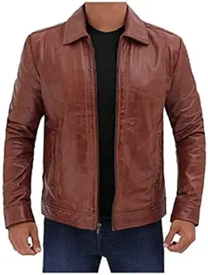 14. INAYA LEATHER INAYA LEATHER 100% Pure Genuine Leather Motorcycle Jacket for Men's (Size : M,Color: Brown)