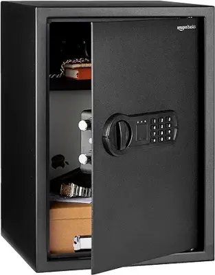 1. Amazon Basics Digital Safe With Electronic Keypad Locker For Home, Gross Capacity - 58L (Net - 51L), Black