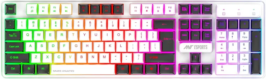6. Ant Esports MK 1700 Wired Membrane Gaming Keyboard -with Backlit RGB LED, USB-A Connection, Quiet Keystrokes, 12 Multimedia Function Keys - for Computer, PC, Desktop, Gamer- 1 Year Warranty-Mercury